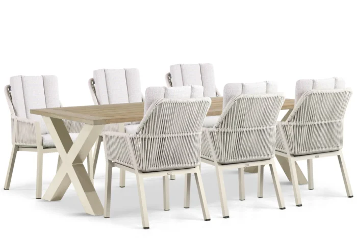 Lifestyle Garden Furniture Verona/Cardiff 240 cm dining tuinset 7-delig - Taupe-naturel-bruin