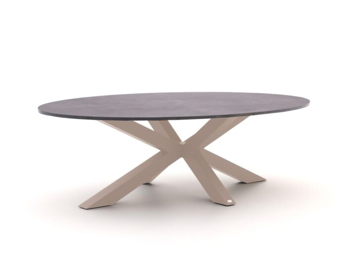Bellagio tuinmeubelen Induno Ellips low dining tuintafel 240x120cm – Grijs