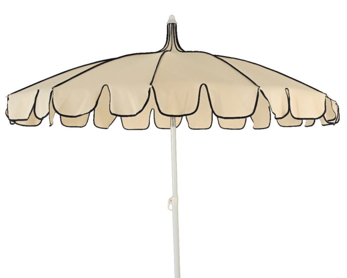 Decoris Strandparasol stokparasol volant creme/blauw – beige