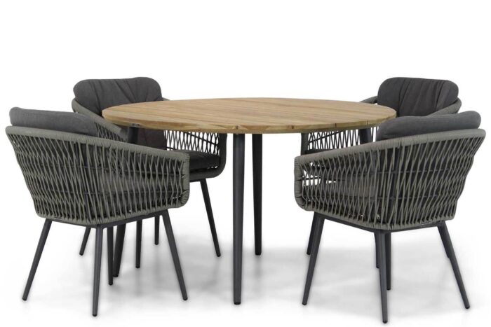 Lifestyle Garden Furniture Western/Montana 130 cm rond dining tuinset 5-delig – Grijs-antraciet