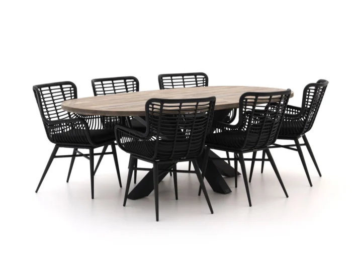 Intenso Furniture Asti/Rough-Y Ellips 240cm dining tuinset 7-delig - Grijs