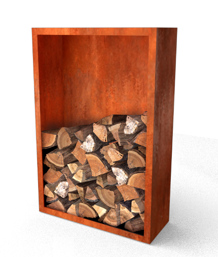 Geroba Egura Cortenstaal Houtopslag met achterwand 1000 x 385 x 1500 mm – bruin