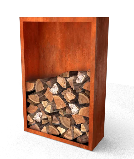 Geroba Egura Cortenstaal Houtopslag met achterwand 1000 x 385 x 1500 mm - bruin