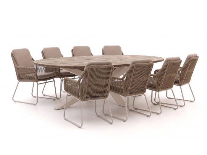Intenso Furniture Isorella/ROUGH-Y Ellips 280cm dining tuinset 9-delig – Bruin