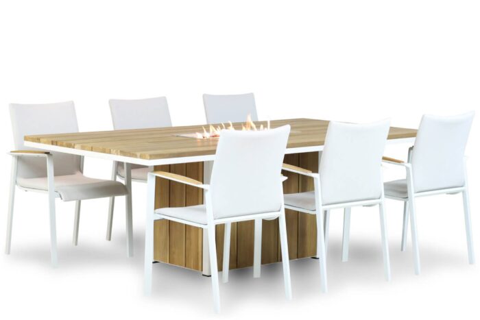 Lifestyle Garden Furniture Brandon/Seaside 220 cm dining tuinset 7-delig – Wit