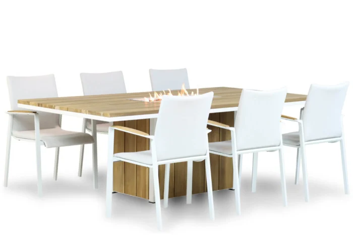 Lifestyle Garden Furniture Brandon/Seaside 220 cm dining tuinset 7-delig - Wit