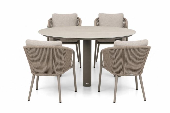 Apple Bee Pine Key/Trino 140 cm dining tuinset 5-delig – Taupe-naturel-bruin