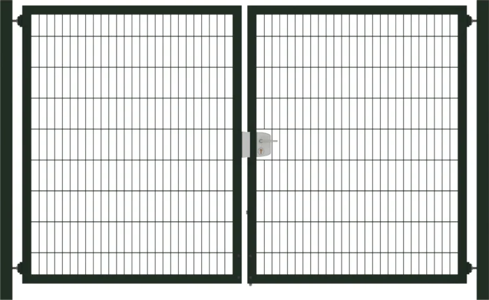 Metalen Tuinpoort dubbelstaafmatten dubbel 203cm hoog 500cm breed
