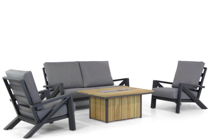 Santika Furniture Cinta/Seaside 120 cm stoel-bank loungeset 4-delig – Grijs-antraciet