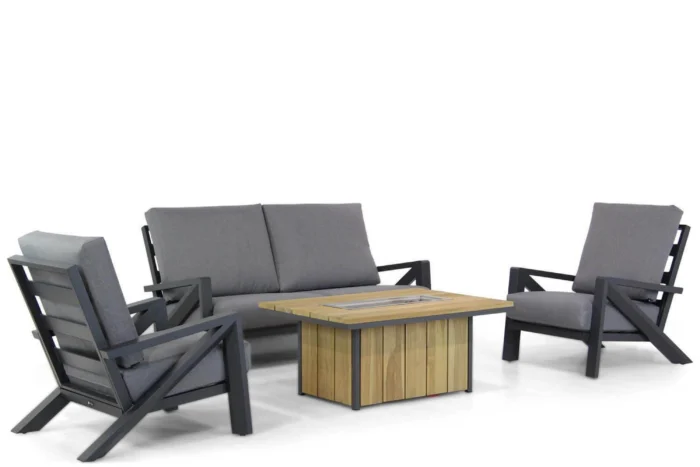 Santika Furniture Cinta/Seaside 120 cm stoel-bank loungeset 4-delig - Grijs-antraciet