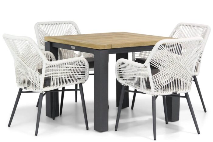 Lifestyle Garden Furniture Advance/Veneto 90 cm dining tuinset 5-delig – Wit