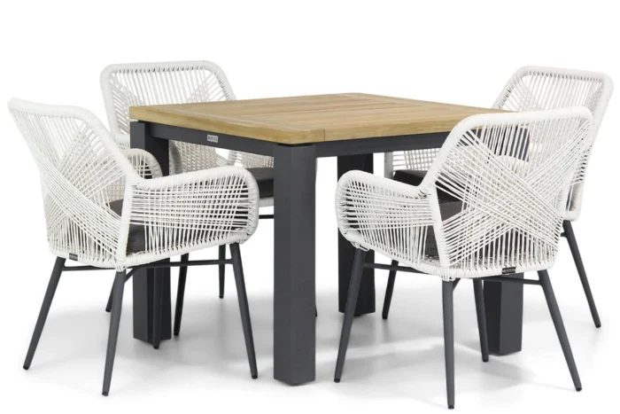 Lifestyle Garden Furniture Advance/Veneto 90 cm dining tuinset 5-delig - Wit