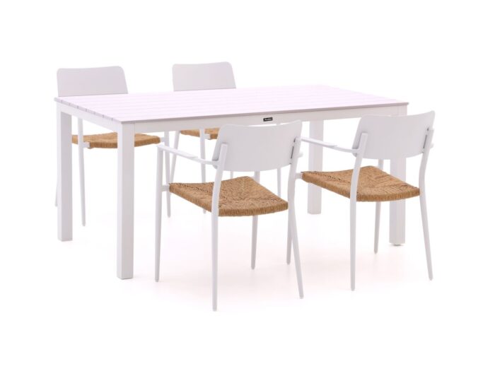 Bellagio tuinmeubelen Bellagio Cino/Menzano 160cm dining tuinset 5-delig stapelbaar Laagste prijsgarantie! – Wit