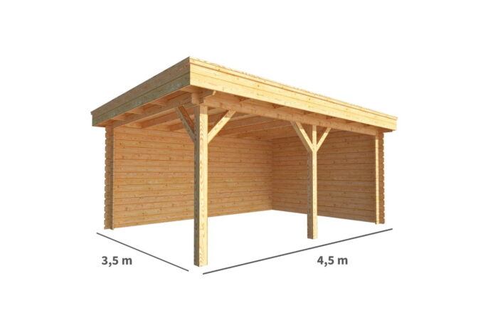 Warentuin collection Overkapping Lisa-Femm 450 cm bij 350 cm diep plat dak – bruin