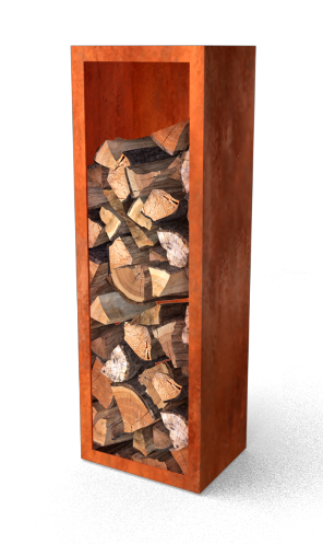 Geroba Egura Cortenstaal Houtopslag met achterwand 500 x 385 x 1500 mm – bruin