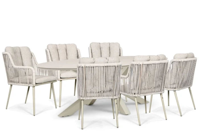 Lifestyle Garden Furniture Tivoli/Lunea 240x120 cm dining tuinset 7-delig - Zand/Beige