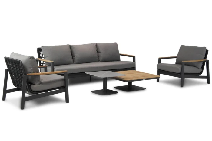 Coco Ralph stoel-bank loungeset 5-delig - Grijs-antraciet