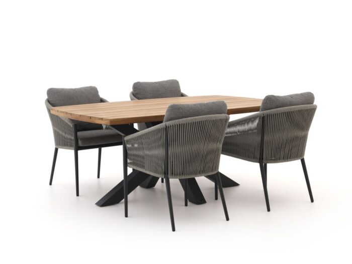 Bellagio tuinmeubelen + 10% kassakorting | Bellagio Mineo/Induno deens Ovaal 180cm dining tuinset 5-delig – Grijs