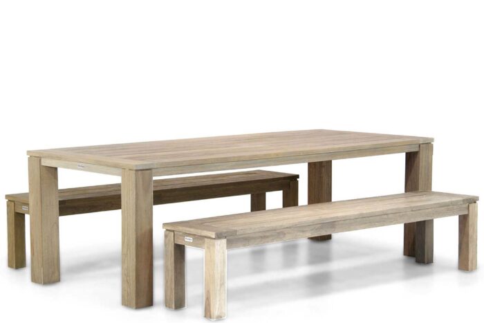 Garden Collections Brighton/Brighton 240 cm picknick tuinset 3-delig – Old teak greywash