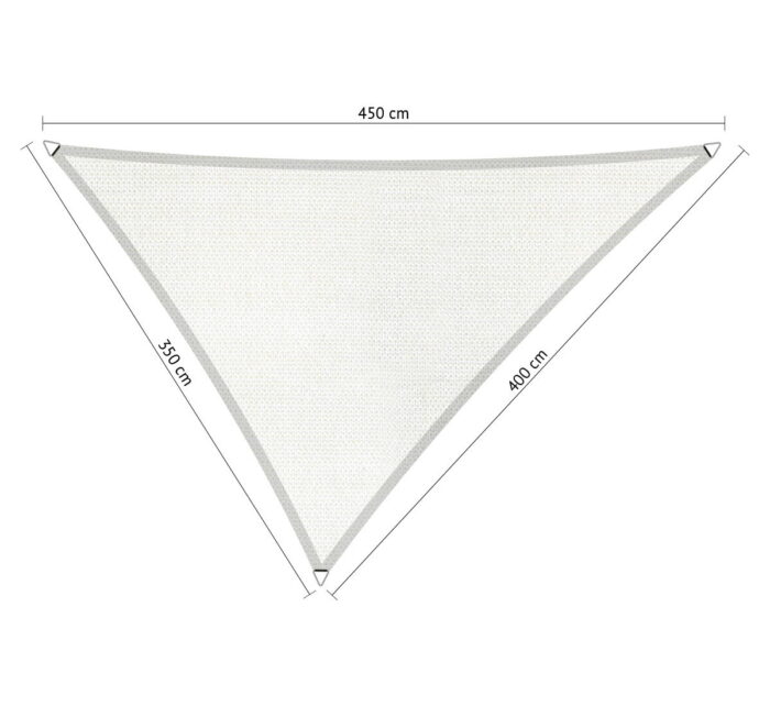 Shadow comfort Driehoek ongelijkzijdig schaduwdoek 3,50×4,00×4,50 m Mystic white – wit
