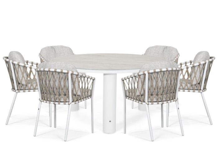 Lifestyle Garden Furniture Morano/Arancia 150 cm dining tuinset 7-delig – Wit