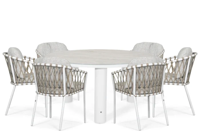 Lifestyle Garden Furniture Morano/Arancia 150 cm dining tuinset 7-delig - Wit