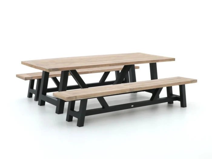 Bellagio tuinmeubelen Bresimo 260cm picknickset 3-delig - Grijs