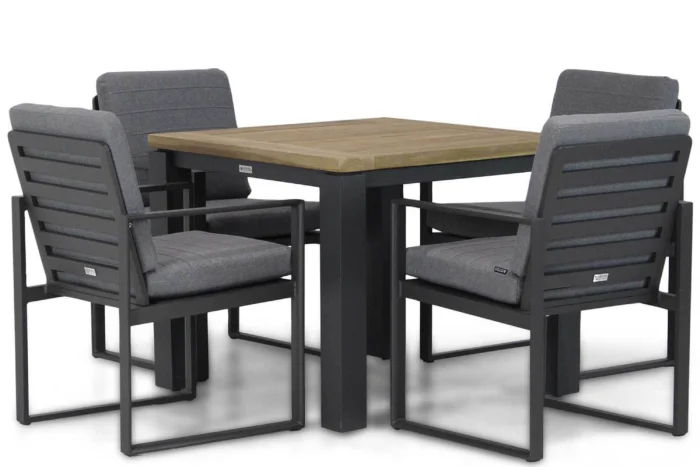 Santika Furniture Zaga/Veneto 90 cm dining tuinset 5-delig - Grijs-antraciet