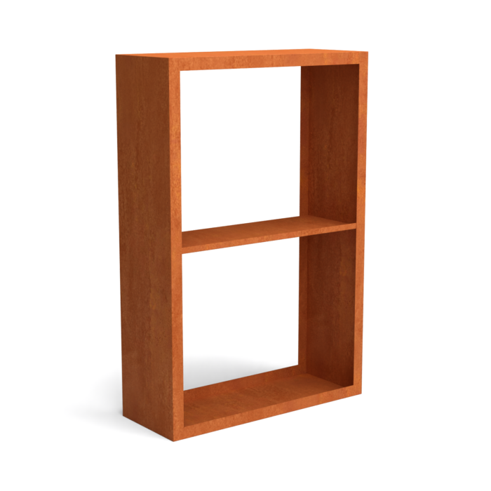 Geroba Egura cortenstaal houtopslag onderverdeling 2 vakken 1000x385x1500 mm – bruin
