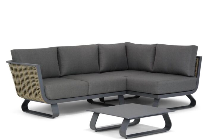 Santika Furniture Tika chaise longue loungeset 4-delig – Grijs-antraciet