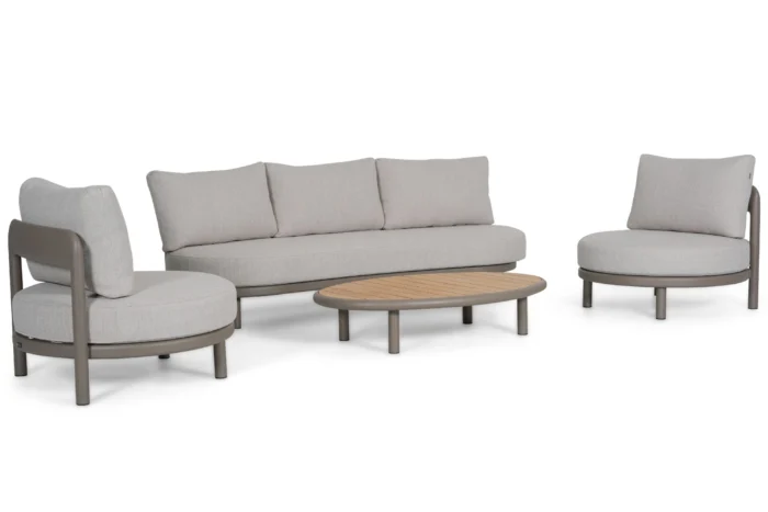 Santika Furniture Wave stoel-bank loungeset 4-delig - Taupe-naturel-bruin