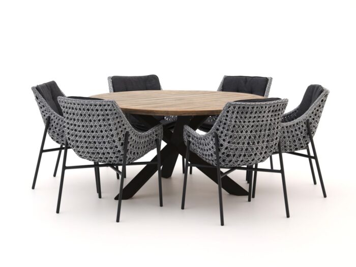 Manifesto Furniture Manifesto Novara/ROUGH-Y ø150cm dining tuinset 7-delig Laagste prijsgarantie! – Bruin