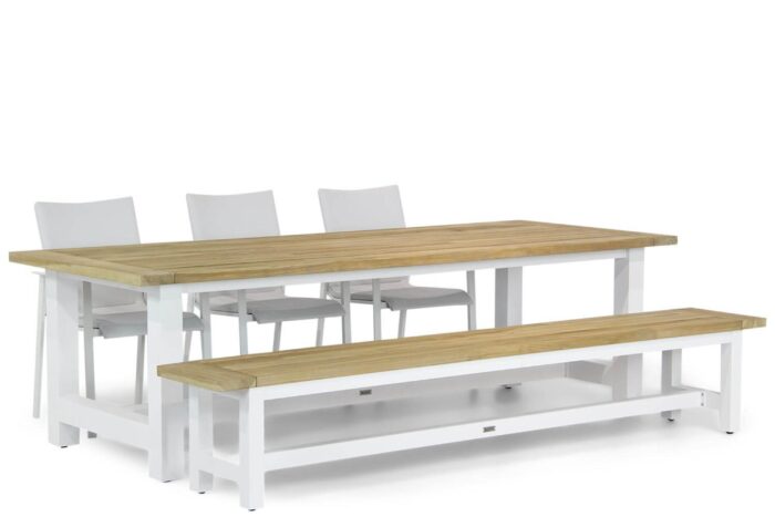 Lifestyle Garden Furniture Brandon/Los Angeles 260 cm dining tuinset 5-delig – Wit