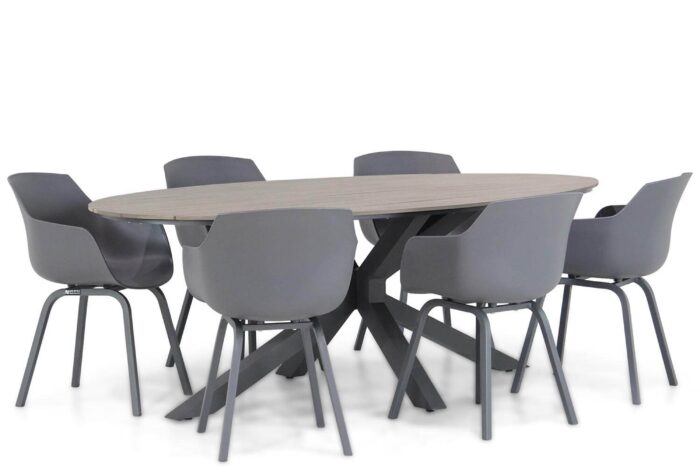 Lifestyle Garden Furniture Salina/Matara 220 cm dining tuinset 7-delig – Grijs-antraciet