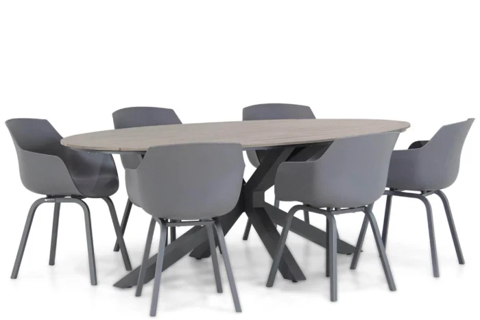 Lifestyle Garden Furniture Salina/Matara 220 cm dining tuinset 7-delig - Grijs-antraciet