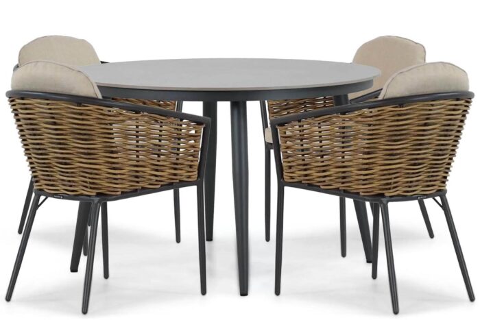 Lifestyle Garden Furniture Nice/Vienna 120 cm dining tuinset 5-delig – Grijs-antraciet