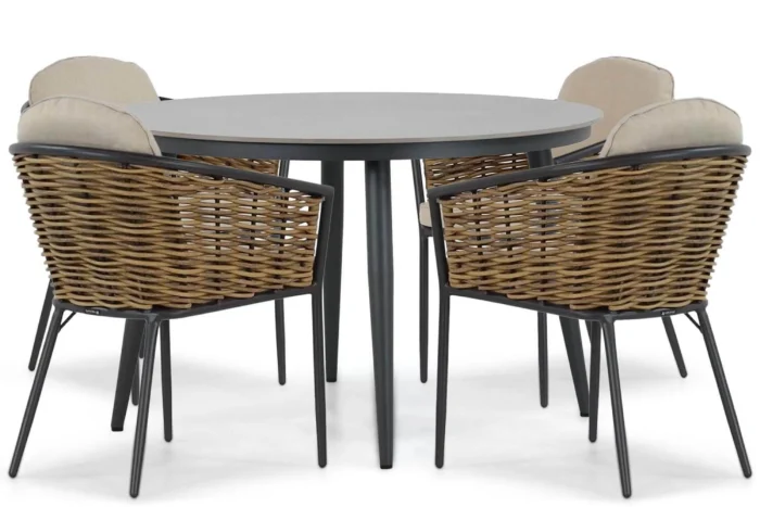 Lifestyle Garden Furniture Nice/Vienna 120 cm dining tuinset 5-delig - Grijs-antraciet