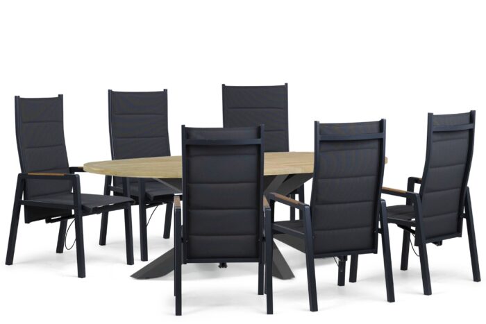 Lifestyle Garden Furniture Essence/Brookline 240×120 cm dining tuinset 7-delig – Grijs-antraciet