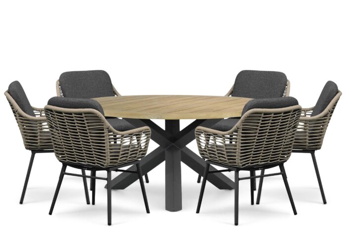 Coco Antoni/Rockville 160 cm dining tuinset 7-delig – Grijs-antraciet