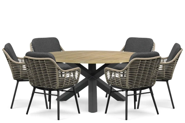 Coco Antoni/Rockville 160 cm dining tuinset 7-delig - Grijs-antraciet