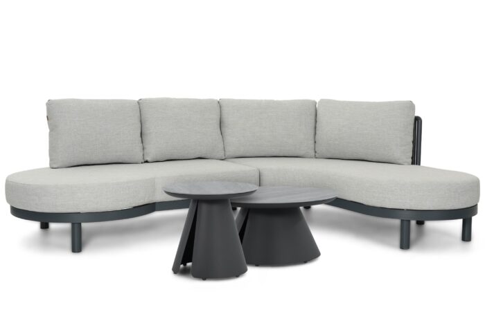 Santika Furniture Nanda/Cayora 50/80 cm organisch loungeset 4-delig – Grijs-antraciet