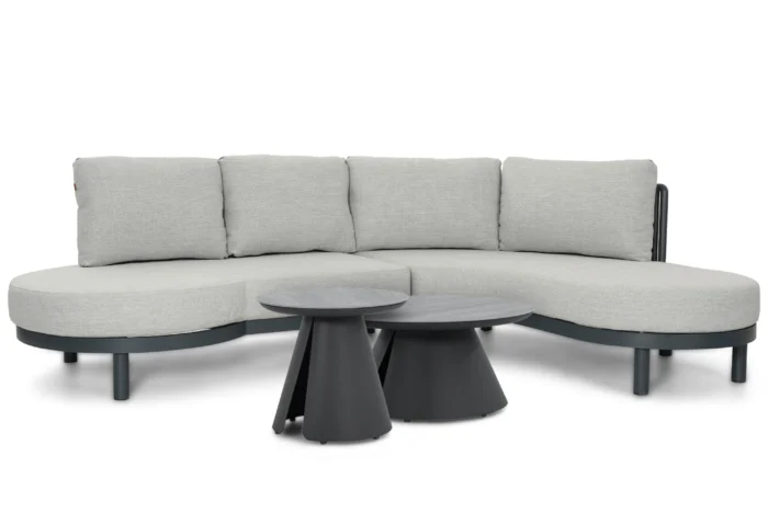 Santika Furniture Nanda/Cayora 50/80 cm organisch loungeset 4-delig - Grijs-antraciet