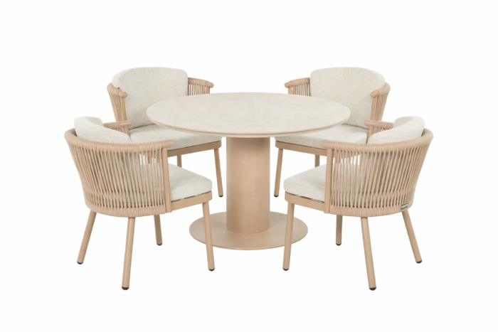 Hartman Toledo/Girona 120 cm dining tuinset 5-delig – Taupe-naturel-bruin