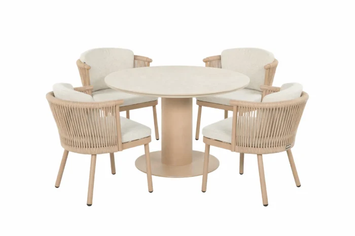 Hartman Toledo/Girona 120 cm dining tuinset 5-delig - Taupe-naturel-bruin
