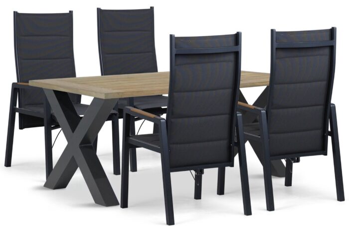 Lifestyle Garden Furniture Essence/Cardiff 180×100 cm dining tuinset 5-delig – Grijs-antraciet