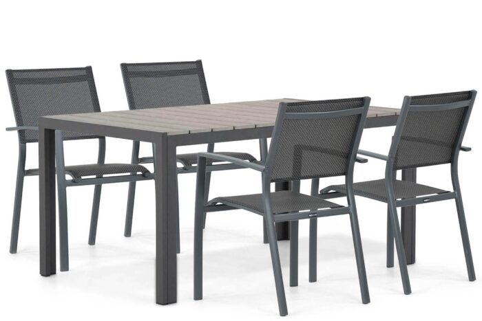 Lifestyle Garden Furniture Sella/Young 155 cm dining tuinset 5-delig – Grijs-antraciet