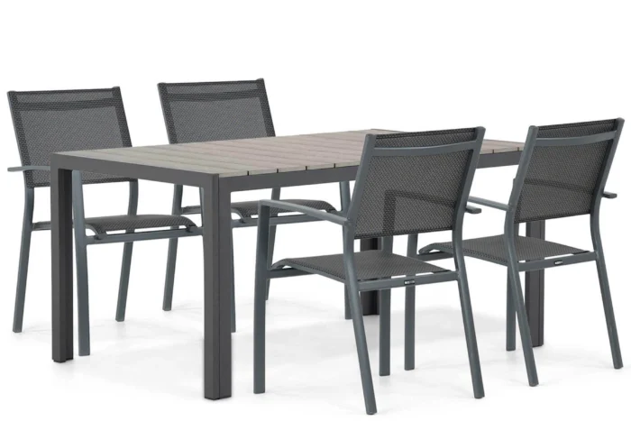 Lifestyle Garden Furniture Sella/Young 155 cm dining tuinset 5-delig - Grijs-antraciet