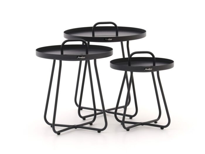 Manifesto Furniture Manifesto Pito bijzet tuintafelset 3-delig Laagste prijsgarantie! – Zwart
