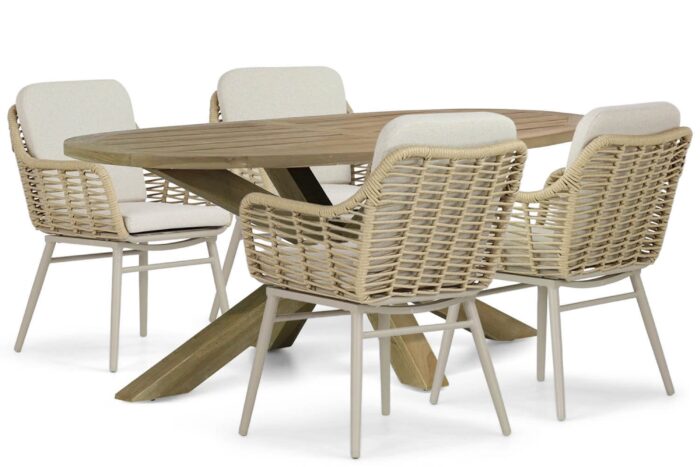 Coco Antoni/Boston 200 cm dining tuinset 5-delig – Taupe-naturel-bruin