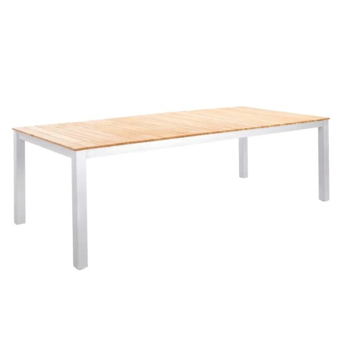 Yoi Arashi tuintafel aluminium 220x100cm white/teak – natuurlijk;wit